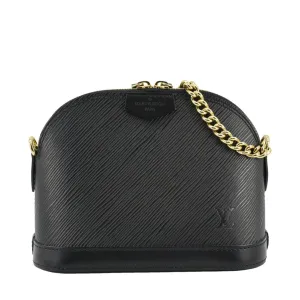 LOUIS VUITTON Alma Mini Epi Leather Satchel Bag Black